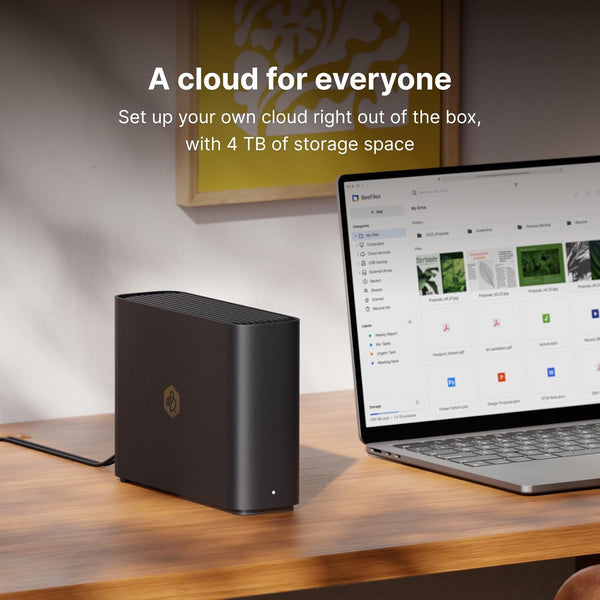 Synology BeeStation - Black Tabletop Metal Server Cabinet for Desktop, Laptop - Backup & Sync Files from Google Drive, OneDrive, Dropbox & External Drives BST150-4T